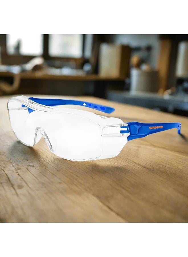 WADFOW Safety Goggles WSG1803 – Clear Polycarbonate Fit Over Glasses Protective Eyewear with Full-View Impact Resistant Shield for Construction, Lab, Woodworking & DIY - Image 3