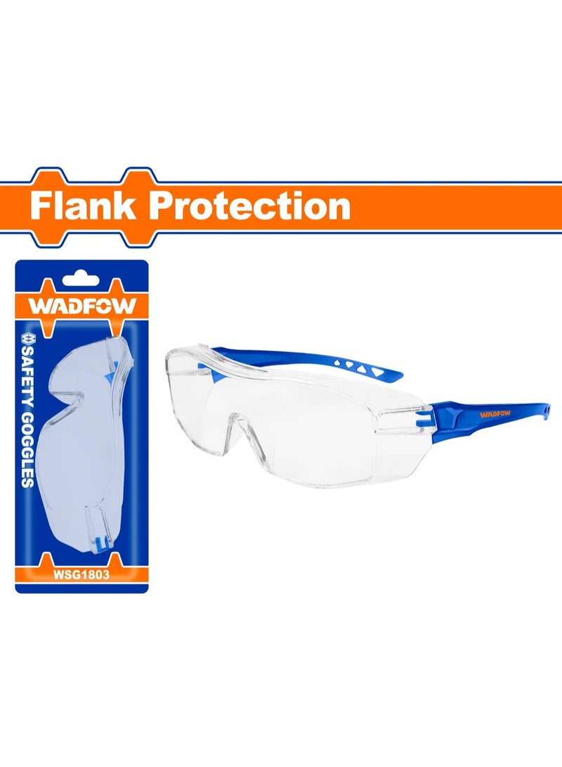 WADFOW Safety Goggles WSG1803 – Clear Polycarbonate Fit Over Glasses Protective Eyewear with Full-View Impact Resistant Shield for Construction, Lab, Woodworking & DIY - Image 2