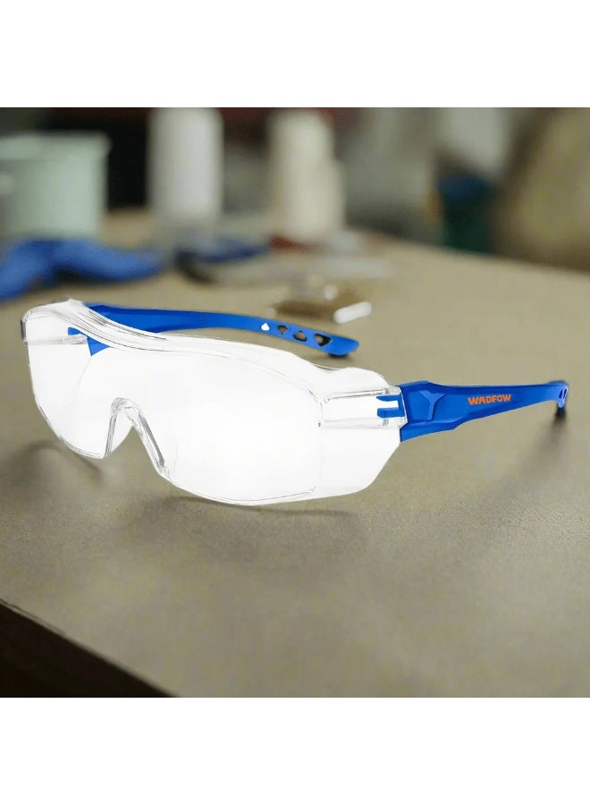 WADFOW Safety Goggles WSG1803 – Clear Polycarbonate Fit Over Glasses Protective Eyewear with Full-View Impact Resistant Shield for Construction, Lab, Woodworking & DIY - Image 4