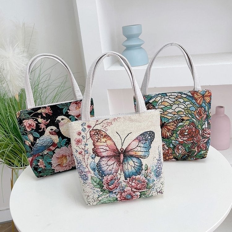 New 2024 Hand-Held Cloth Bag Women'S Bag Mummy Walking Hand Bag Mobile Phone Coin Purse Double-Sided Embroidered Canvas Bag For Women - Image 3