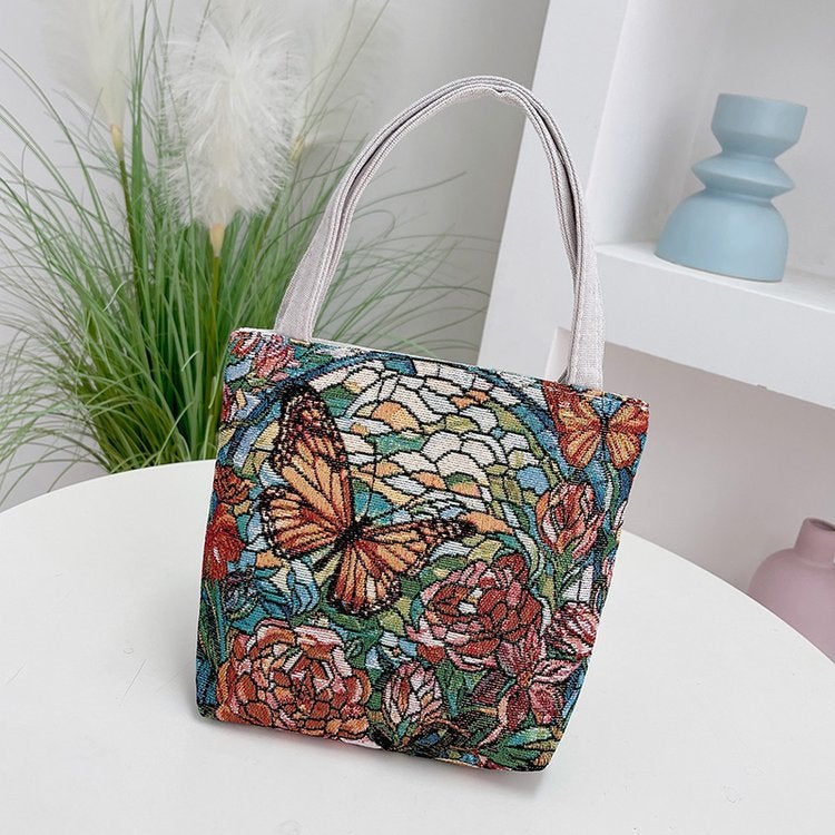 New 2024 Hand-Held Cloth Bag Women'S Bag Mummy Walking Hand Bag Mobile Phone Coin Purse Double-Sided Embroidered Canvas Bag For Women - Image 1
