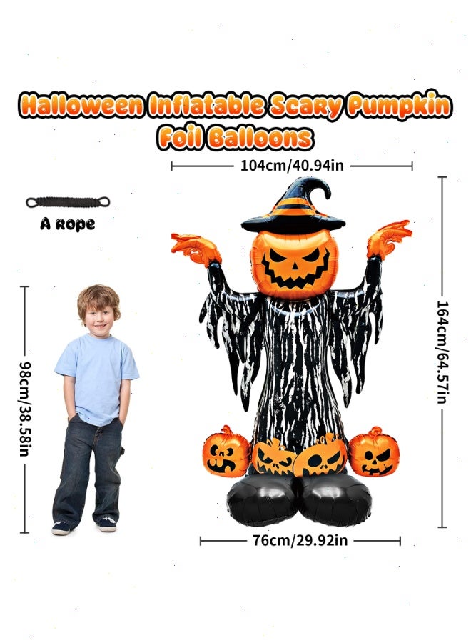 Yoawllty Halloween Decorations, 4D Self-Standing Ghost Foil Balloons for Outdoor, Halloween Decor Spooky Haunted House Party Supplies - Image 3