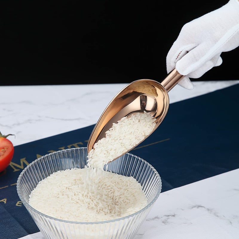 Berglander مغرفة ثلج من الفولاذ المقاوم للصدأ باللون الوردي الذهبي 6 أونصات، مغرفة معدنية مطلية بالنحاس التيتانيوم لصانعة الثلج متعددة الاستخدامات للحلويات، الزفاف، المطبخ، الحانة، الحفلات، الحيوانات الأليفة، طعام الكلاب، مجرفة الشاطئ - Image 4