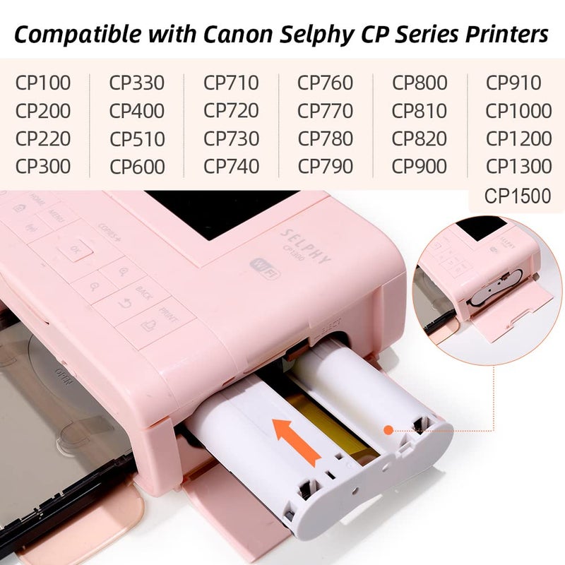 Label KINGDOM Replace for Canon Selphy CP1200 CP1300 Photo Paper and Ink, KP-108IN for CP1500 CP910 CP900 Photo Printer, 3 Color Ink Toners & 108 (4"x6") Glossy Photo Paper Set - Image 2
