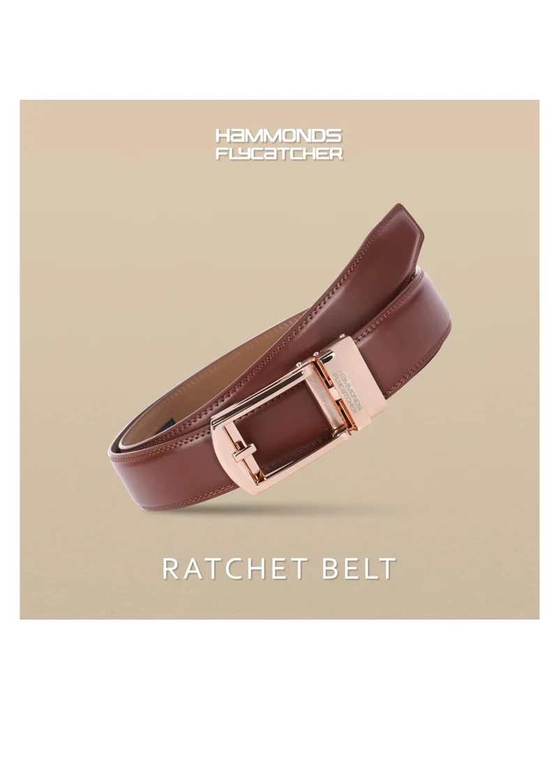  هاموندز فلاي كاتشر حزام من الجلد الطبيعي للرجال - مثالي للملابس الرسمية والعادية - حزام خصر قابل للتعديل حتى 46 بوصة - حزام أوتوماتيكي للملابس الرسمية والعادية | FS5F