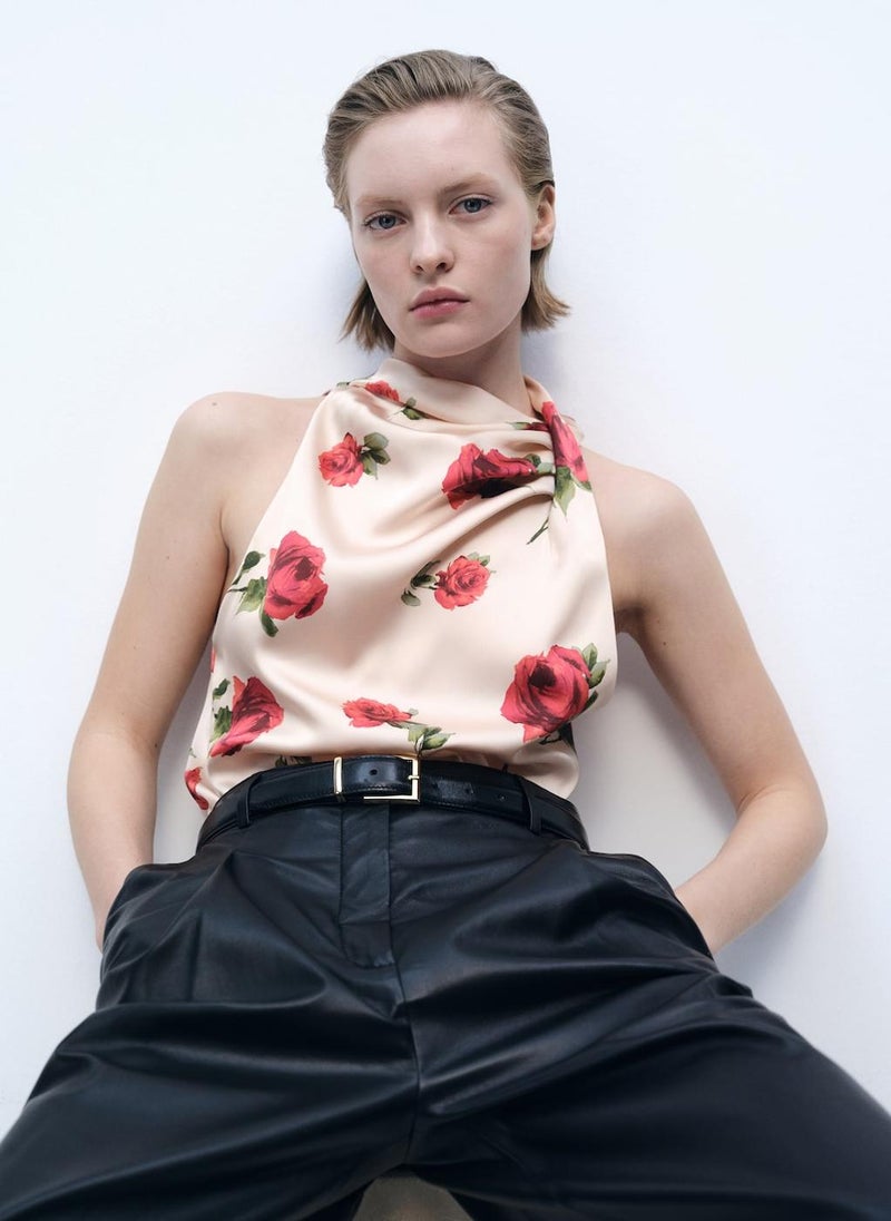 MANGO - Floral Satin Blouse - Image 1