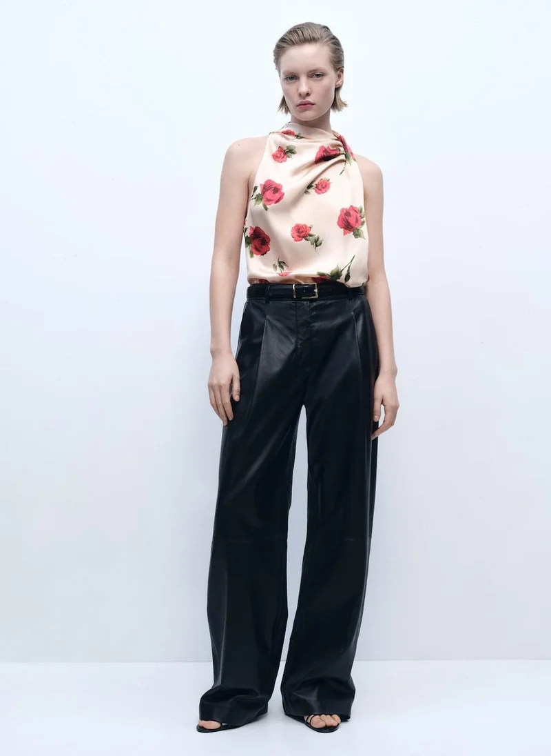 مانجو Floral Satin Blouse