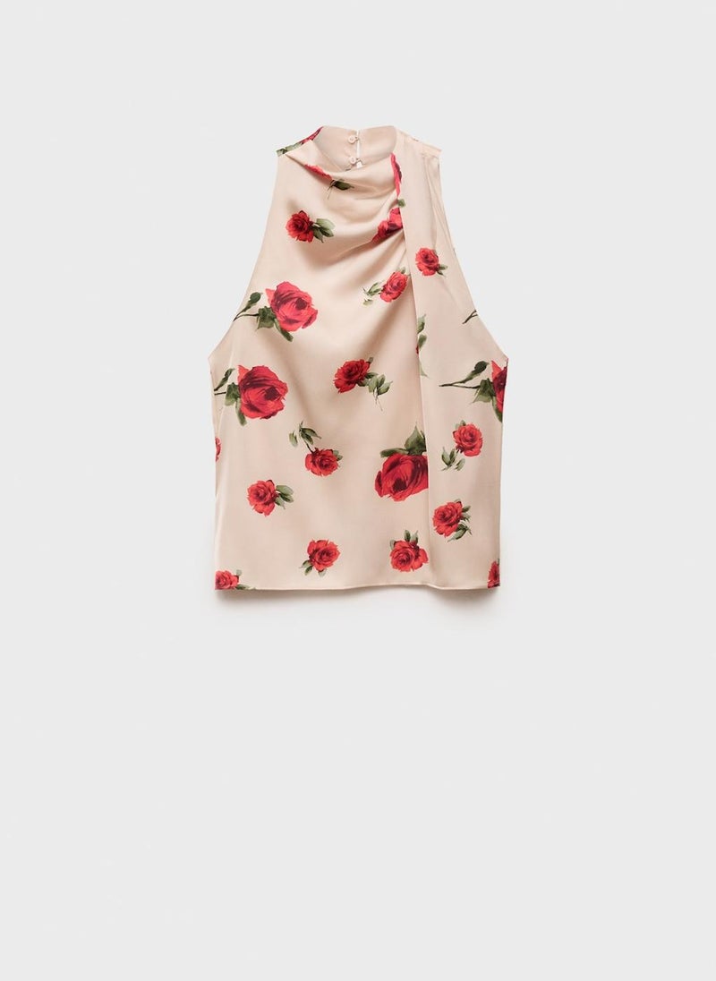 MANGO - Floral Satin Blouse - Image 1