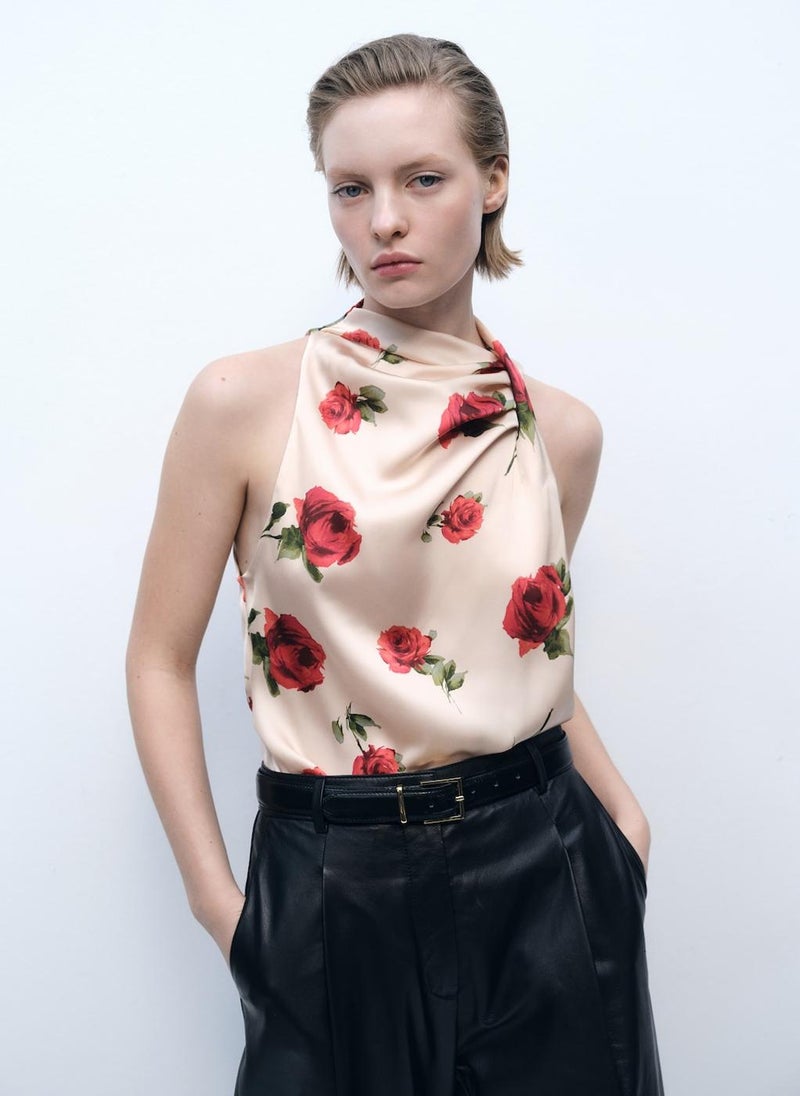 MANGO - Floral Satin Blouse - Image 1