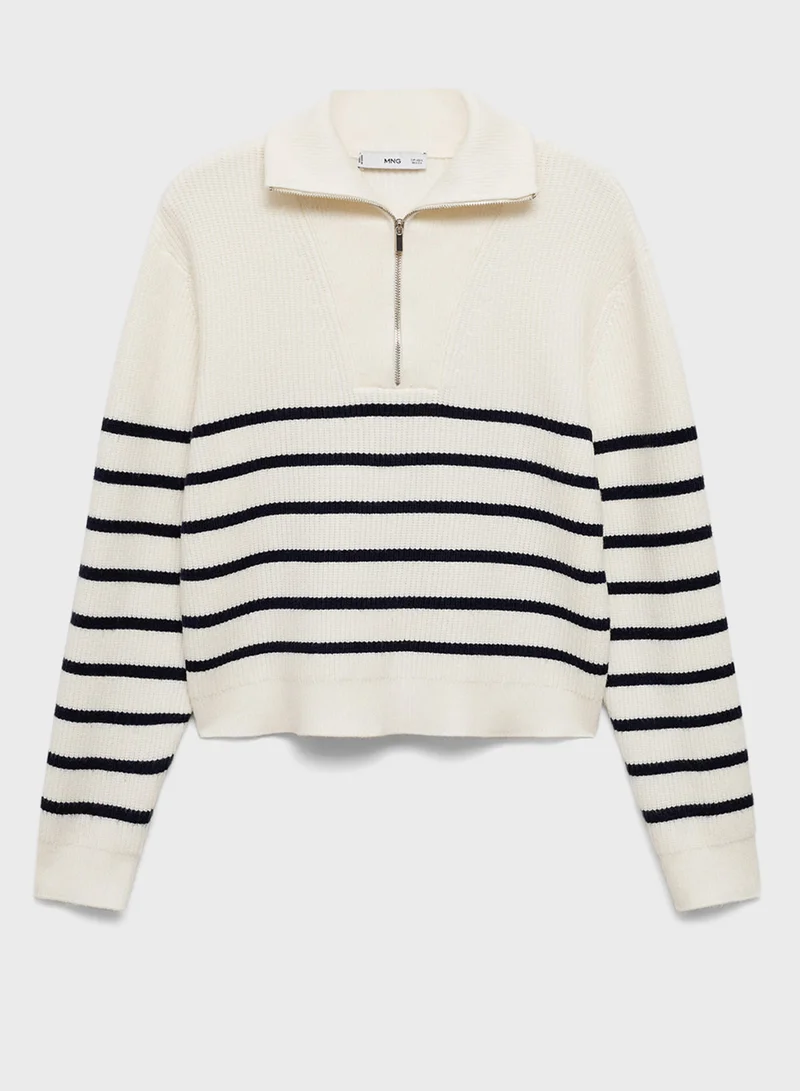 مانجو Casual Stripe Zip Sweater