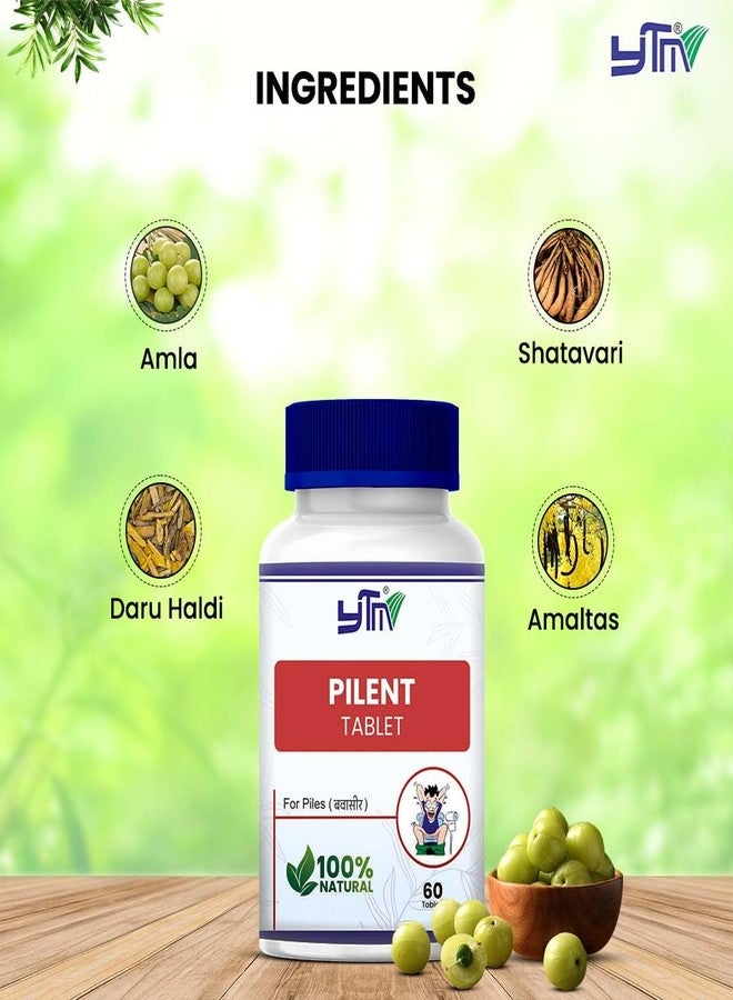 YTM Pilent Ayurvedic Piles Relief Tablets - 60 Count | Natural Hemorrhoid Support with Amla & Shatavari | Promotes Digestive Health - Image 4