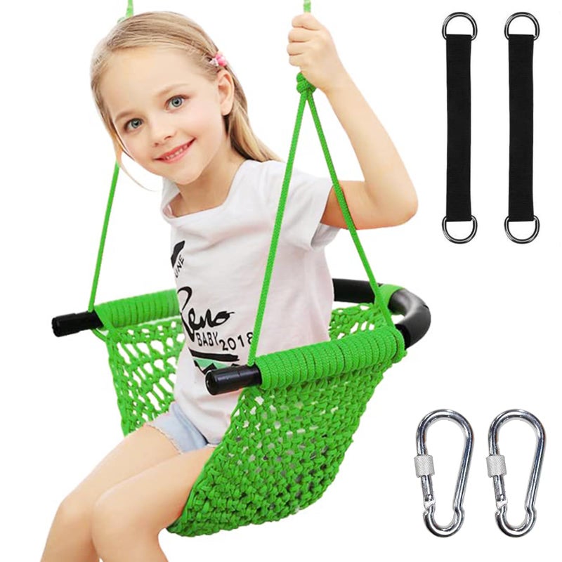 HiNa Kids Tree Swing Seat for Kids Rope Swing Seat Indoor Swing for Kids Outdoor Backyard Swing Tree Swing Seat Door Swing Green