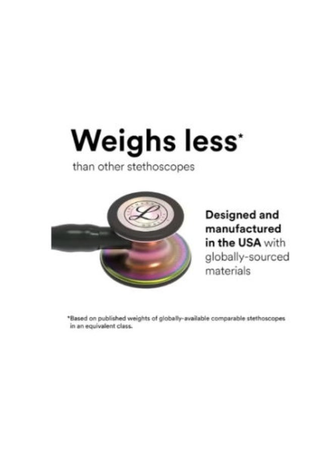 3M Littmann 3M™ Littmann® Cardiology IV™ Diagnostic Stethoscope with free laser engraving (Black - Rainbow 6165) - Image 3