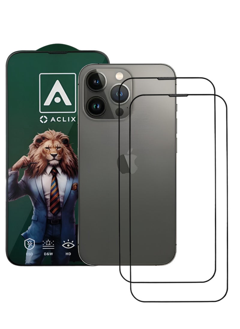 ACLIX 2 Pieces Antistatic ESD Dustproof Premium Quality High Definition Tempered Glass Screen Protector Designed For  iPhone 13 Pro Max - Image 1