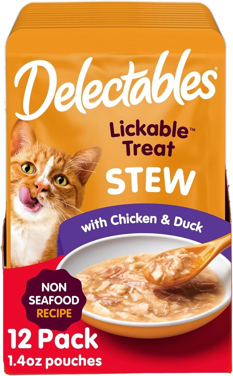 Hartz Delectables Non-Seafood Stew Lickable Wet Cat Treats, Chicken & Duck, 1.4 Ounce (Pack of 12) - Image 1