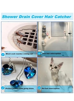 BUPY 20 Pcs Shower Drain Cover Hair Catcher/Shower Drain Mesh Sticker/Laundry,Bathroom, Kitchen, Sink, Drain, Adhesive Window Screen Repair Tape Kit  - Image 2