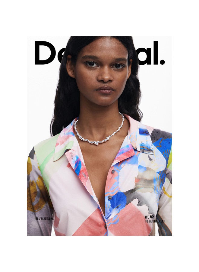 DESIGUAL ss25 New Colorful Printed Stretch Slim-fit Turn-down Collar Women's Shirt - Image 5