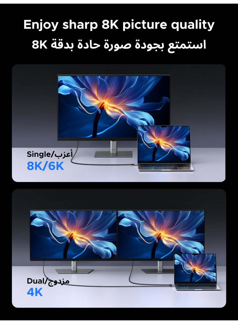 يو جرين 240W Cable USB Type C Multifunctional Fast Charging USB C to USB C Cord Up to 40Gbps Data Transfer 8K@60Hz Video Transmission Alu Shell Braided Durable Compatible with iPhone 17 Series, Galaxy, Laptop - Image 3