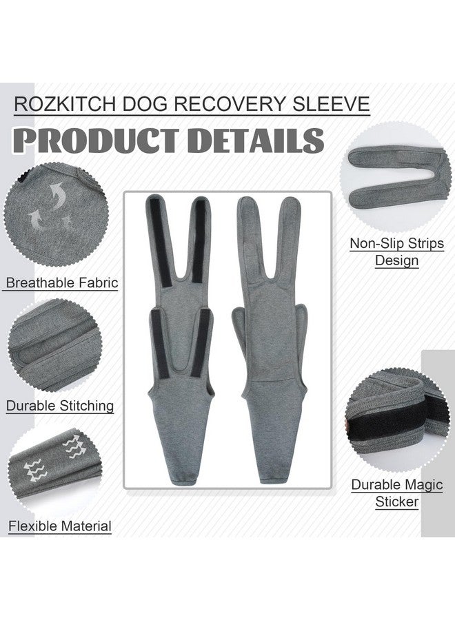 ROZKITCH Dog Surgery Recovery Sleeve Front Right Left Leg, Pet Prevent Licking Wound Elbow Brace Protector, Dog Recovery Suit Cone Collar Alternative for Sprain ACL CCL Arthritis Joint Care Grey 2XL - Image 2