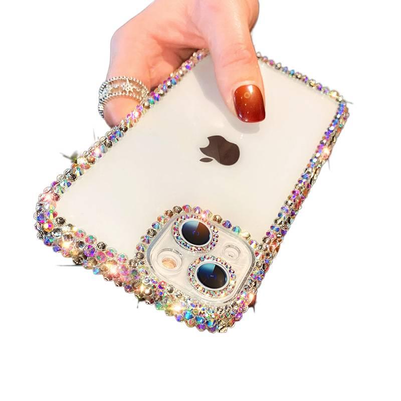 BB Silicone Protective Case for iPhone 14 / 14 Plus / 14 Pro / 14 Pro Max with Drop Protection and Crystal Rhinestone plus Shockproof plus Lens Protector in Clear - Image 3