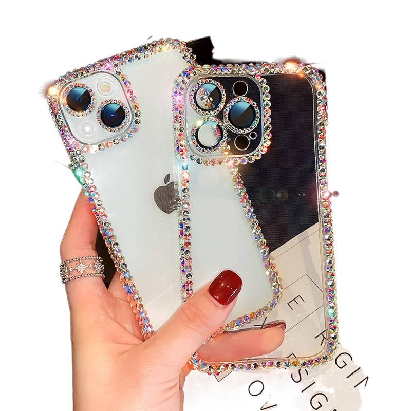 BB Silicone Protective Case for iPhone 14 / 14 Plus / 14 Pro / 14 Pro Max with Drop Protection and Crystal Rhinestone plus Shockproof plus Lens Protector in Clear - Image 4