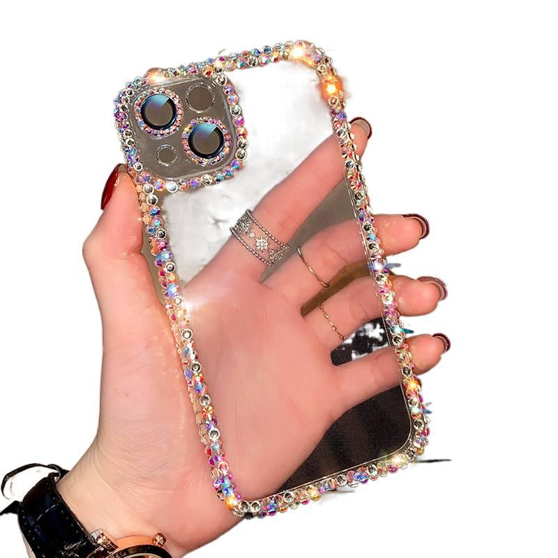 BB Silicone Protective Case for iPhone 14 / 14 Plus / 14 Pro / 14 Pro Max with Drop Protection and Crystal Rhinestone plus Shockproof plus Lens Protector in Clear - Image 2