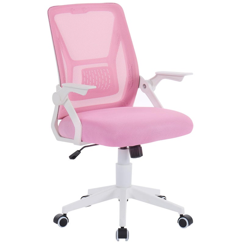 VECELO MidBack Swivel Ergonomic Office Chair with Adjustable Arms Mesh Lumbar Support for Computer Task Work Pink