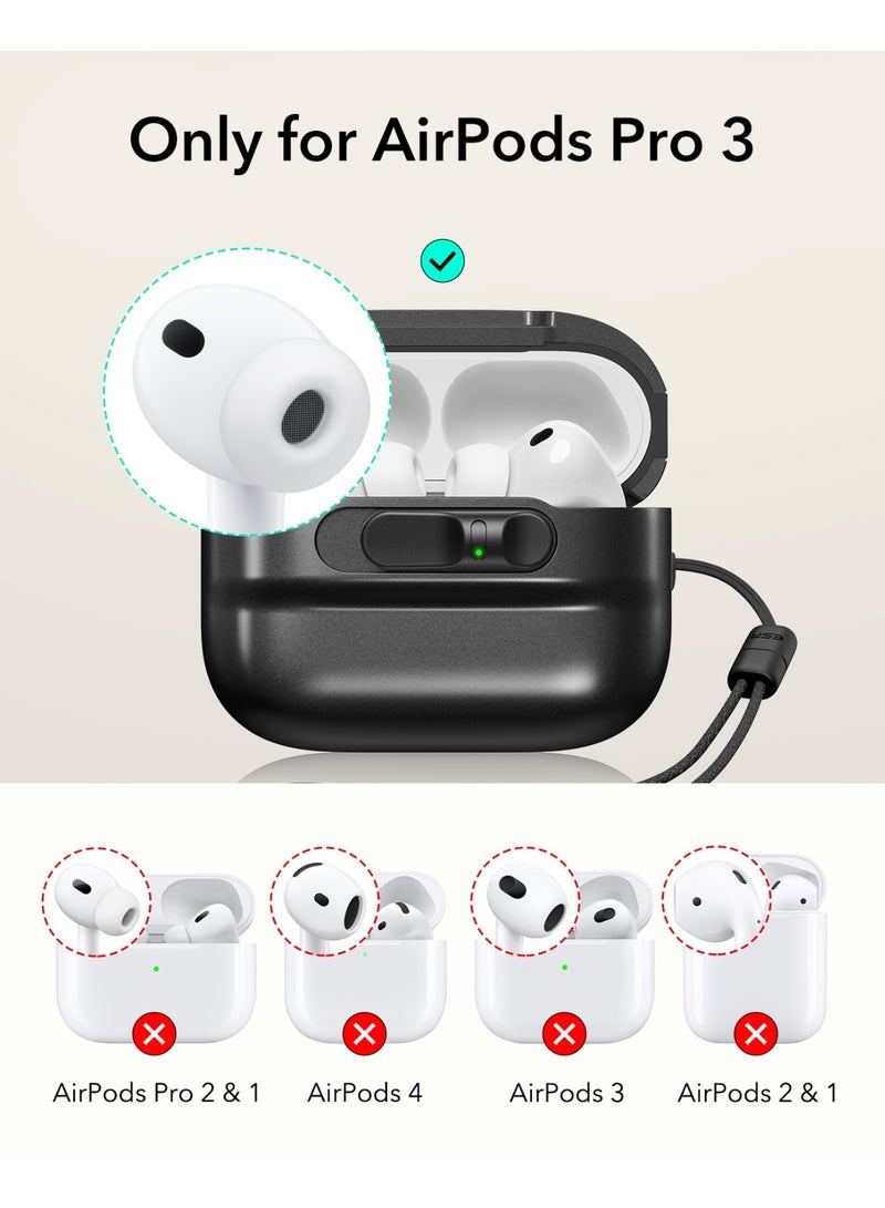 اي اس ار ESR for AirPods Pro 3 Case (2025), Compatible with AirPods Pro 3 (USB-C Cable), MagSafe Ready, Magnetic Lid Lock, Full Drop Protection Cover with Lanyard black - Image 2