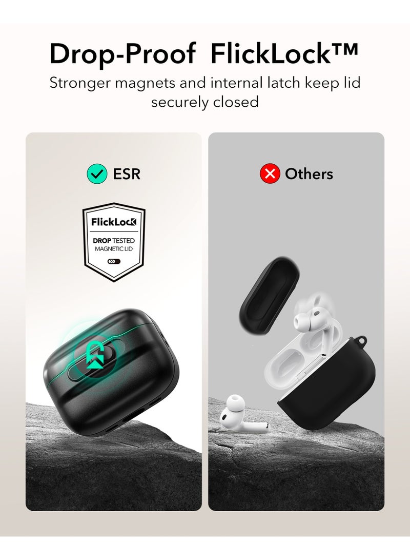 اي اس ار ESR for AirPods Pro 3 Case (2025), Compatible with AirPods Pro 3 (USB-C Cable), MagSafe Ready, Magnetic Lid Lock, Full Drop Protection Cover with Lanyard black - Image 4