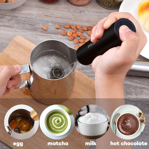 Vomelon Rechargeable Milk Frother Handheld Electric Frother Wand Milk Foamer Drink Mixer for Coffee Lattes Cappuccino and Egg Stainless Steel for TravelBlack - Image 3