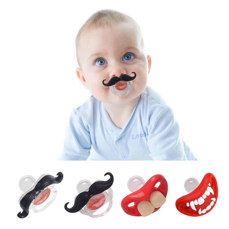 SOLIFEGOBLE Mustache Newborn Pcifiers for 0-6 Months,Funny Pacifiers for Babies, Mustache Pacifier,Teeth Binky,Gift Pacifiers for Boys and Girls (Colors-05) - Image 1