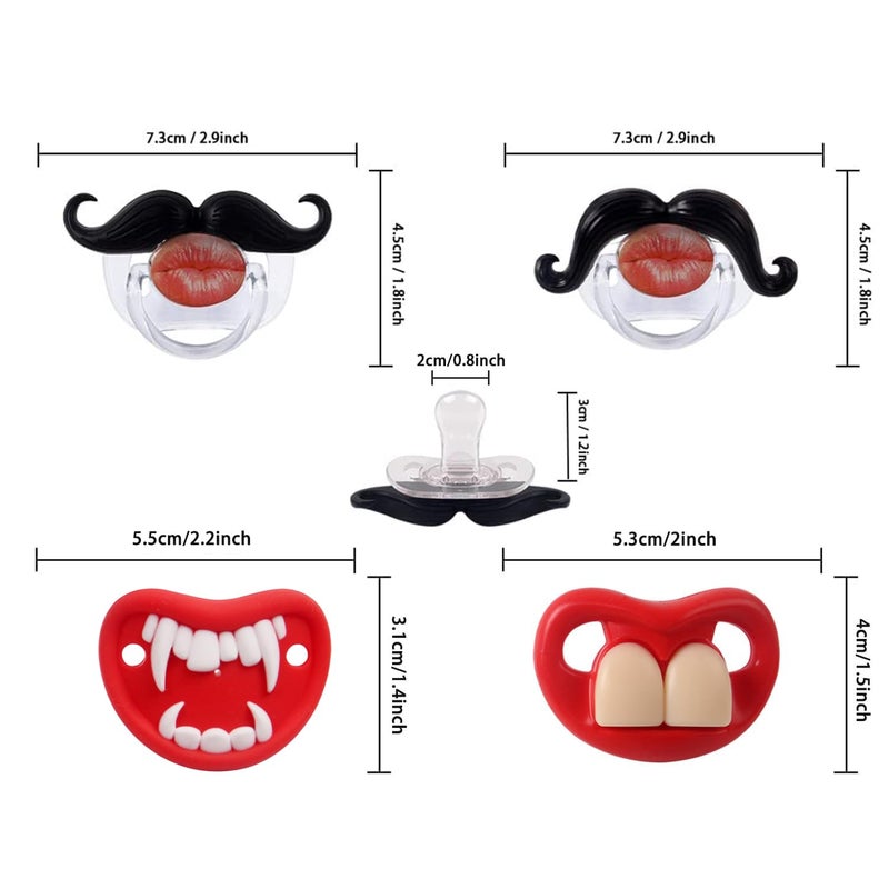 SOLIFEGOBLE Mustache Newborn Pcifiers for 0-6 Months,Funny Pacifiers for Babies, Mustache Pacifier,Teeth Binky,Gift Pacifiers for Boys and Girls (Colors-05) - Image 2