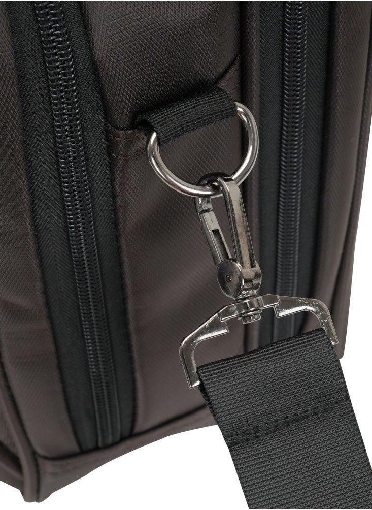 Laptop Bag, Premium 15.6" Business Briefcase With Multiple Compartments, Padded Shoulder Strap, And Water-Resistant Material, Brown