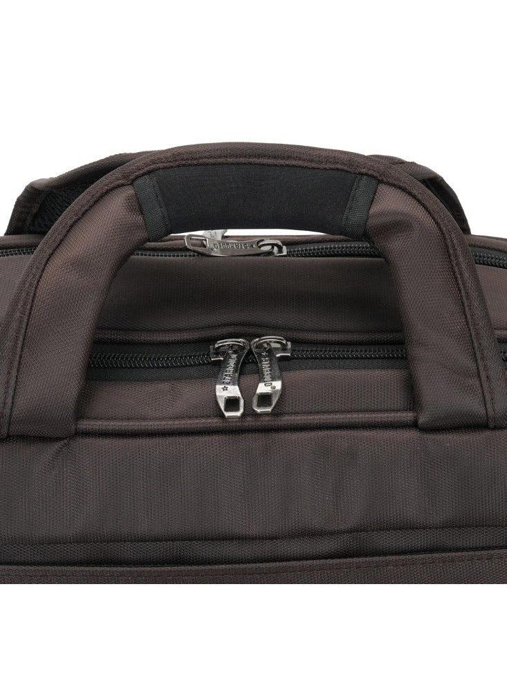 Laptop Bag, Premium 15.6" Business Briefcase With Multiple Compartments, Padded Shoulder Strap, And Water-Resistant Material, Brown