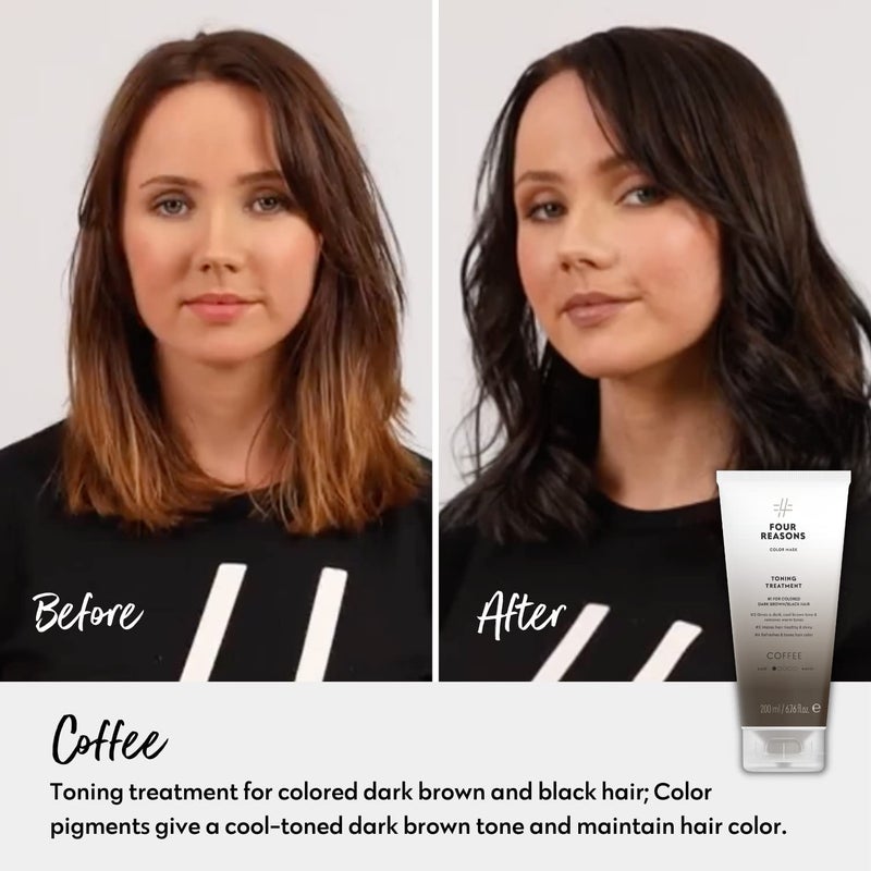 Four Reasons Color Mask - Coffee - (27 Colors) Toning Treatment, Color Depositing Conditioner, Tone & Enhance Color-Treated Hair - Semi Permanent Hair Dye, Vegan and Cruelty-Free, 6.76 fl oz - Image 2