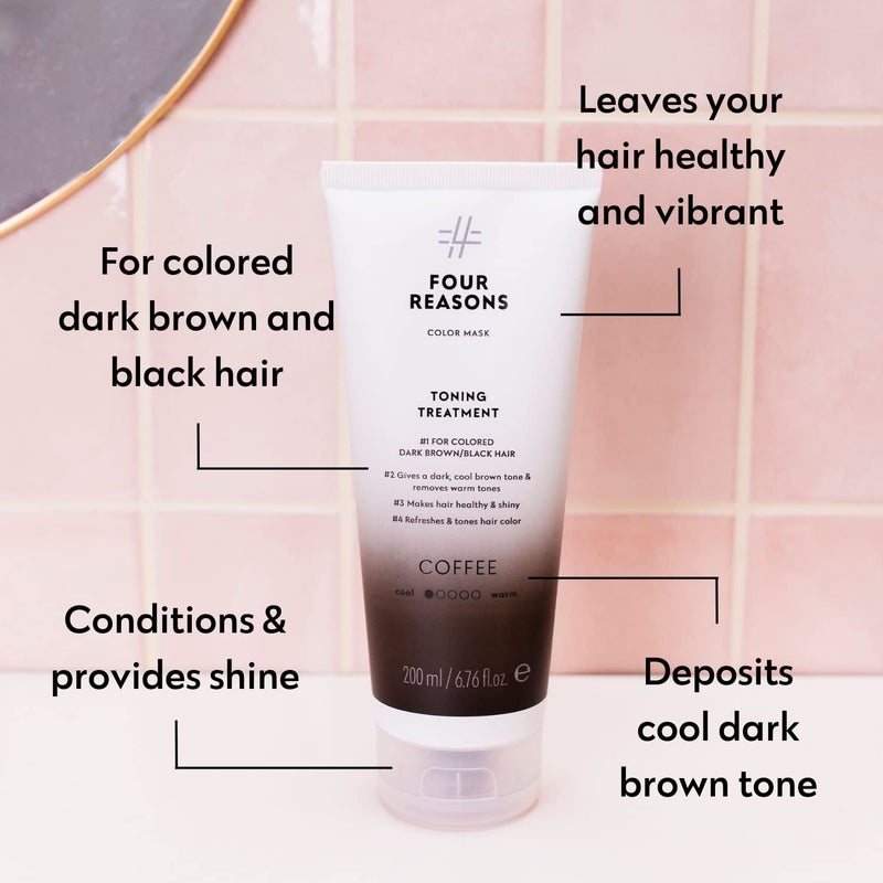 Four Reasons Color Mask - Coffee - (27 Colors) Toning Treatment, Color Depositing Conditioner, Tone & Enhance Color-Treated Hair - Semi Permanent Hair Dye, Vegan and Cruelty-Free, 6.76 fl oz - Image 3
