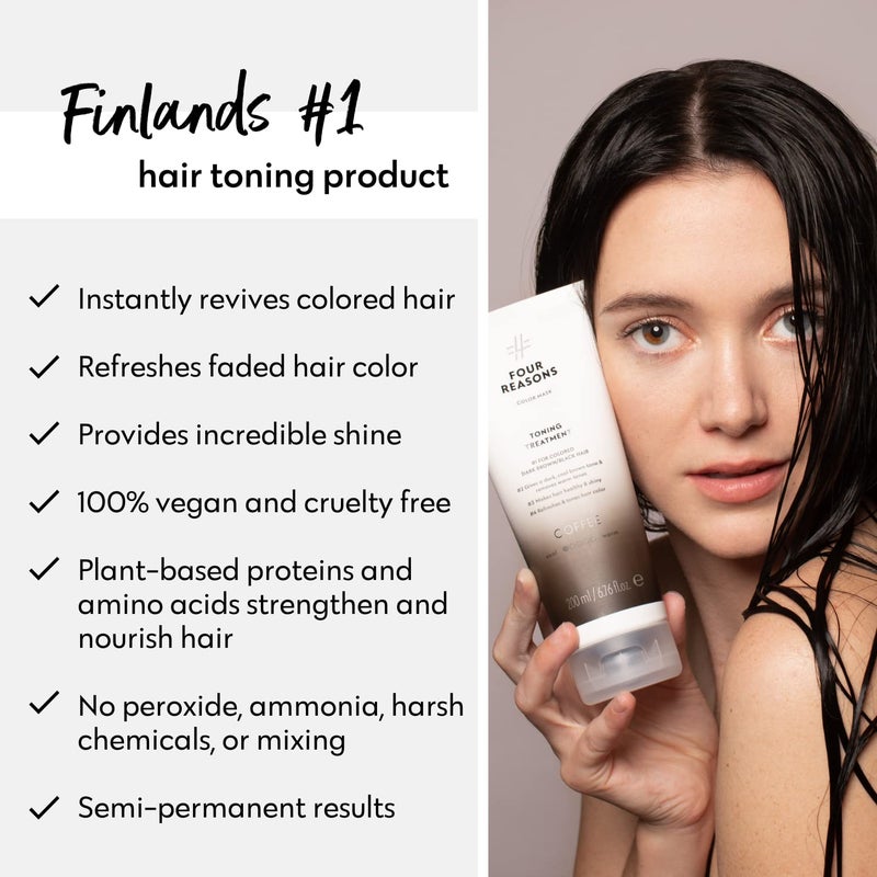 Four Reasons Color Mask - Coffee - (27 Colors) Toning Treatment, Color Depositing Conditioner, Tone & Enhance Color-Treated Hair - Semi Permanent Hair Dye, Vegan and Cruelty-Free, 6.76 fl oz - Image 4