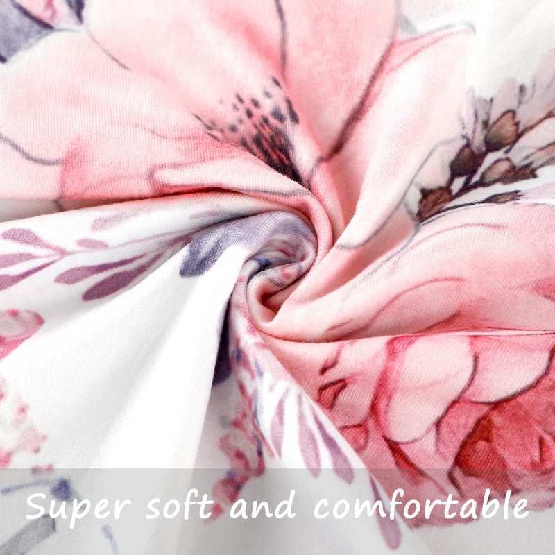 SWESEN Nursing Pillow Cover Girls, Floral Breastfeeding Pillow Cover for Baby, Snug Fits Newborn Nursing Pillow Case, Super Soft Breathable, Pink Flower - Image 2