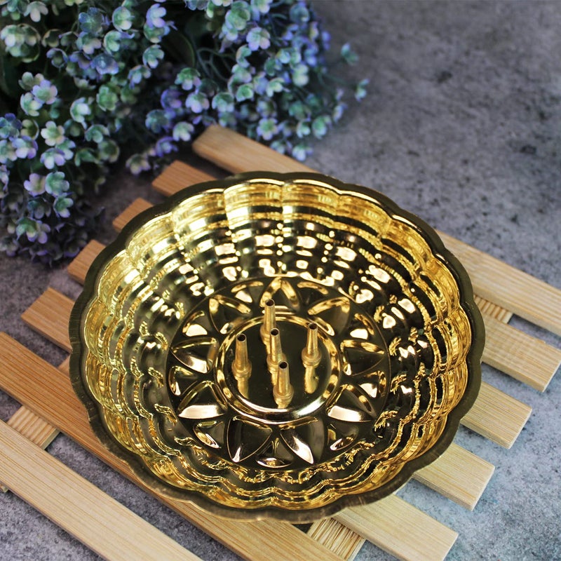 JDS PUJA ARTICLES JDS Puja Articles Brass Agarbatti Stand with ash Catcher Brass Incense Stick Holder for Pooja No3  - Image 1