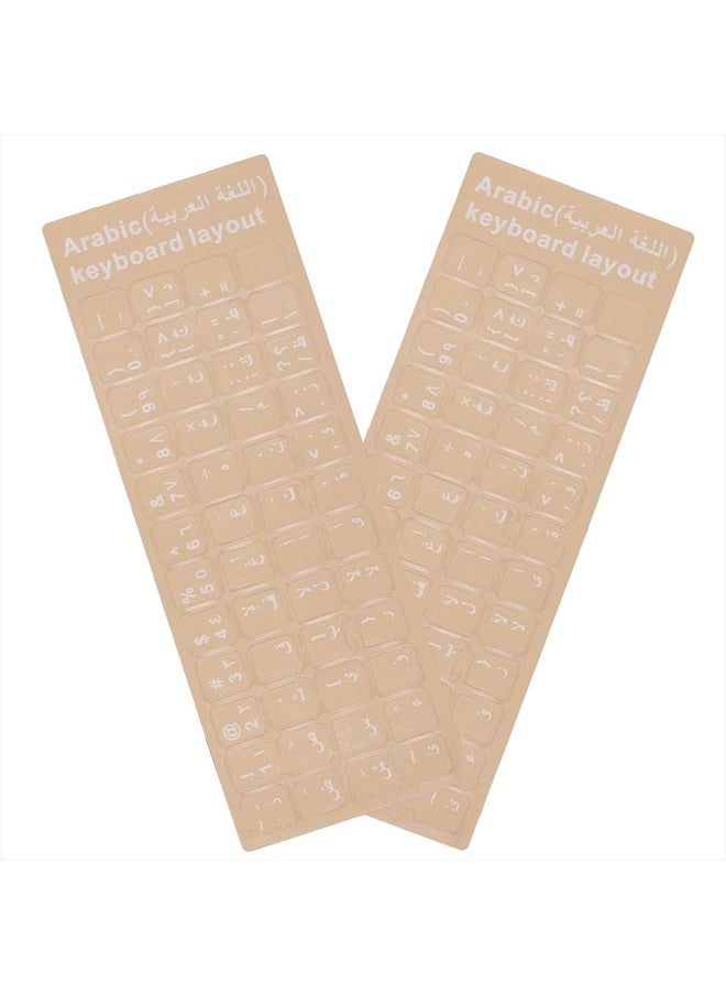 MUBUY-GOL - 2 Pack Universal Arabic Keyboard Stickers, Transparent Background, with White Lettering for Computer Laptop Notebook Desktop, Replacement Computer Keyboard Stickers (Arabic) - Image 1