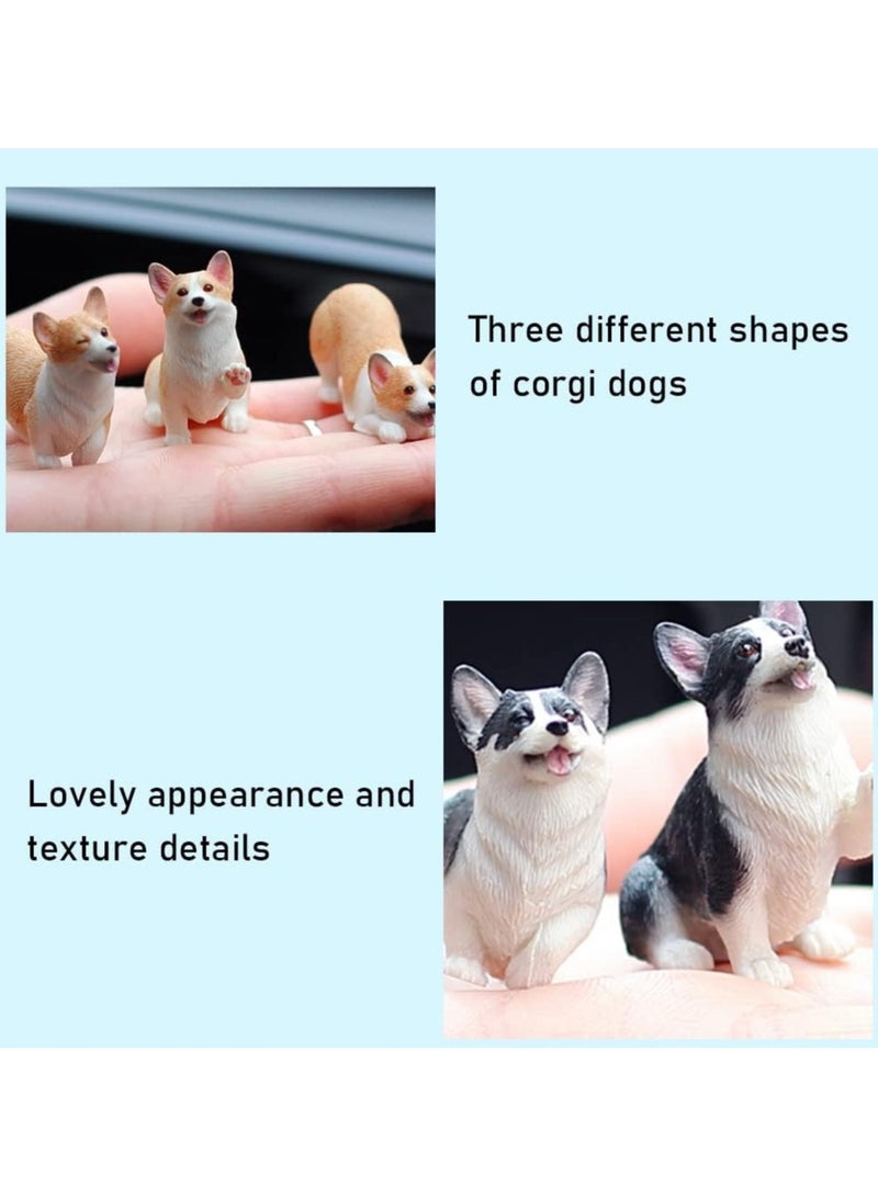 general 3PCS Resin Corgi Statue Cute Animal Car Dashboard Decoration Corgi Sculpture Car Decoration Dog Statue For Home Office Car Interior Yellow - Image 3