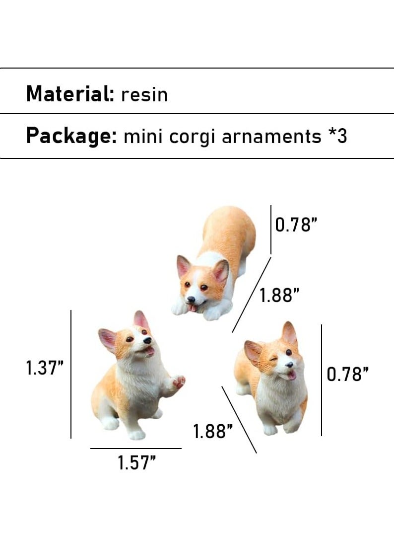 general 3PCS Resin Corgi Statue Cute Animal Car Dashboard Decoration Corgi Sculpture Car Decoration Dog Statue For Home Office Car Interior Yellow - Image 4