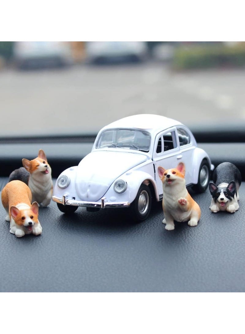 general 3PCS Resin Corgi Statue Cute Animal Car Dashboard Decoration Corgi Sculpture Car Decoration Dog Statue For Home Office Car Interior Yellow - Image 2