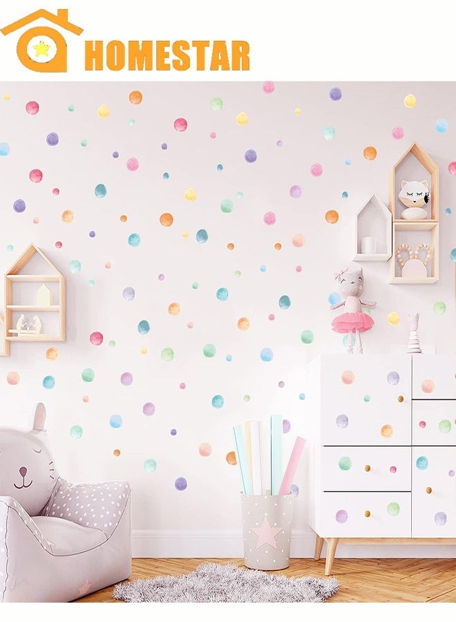 HOMESTAR Watercolor Polka Dots Wall Stickers, Colorful Round Wall Decal, Peel and Stick Rainbow Wall Stickers, Multicolor Circle Window Clings Decoration for Nursery, Kids Bedroom, Classroom, Wall Decor - Image 1