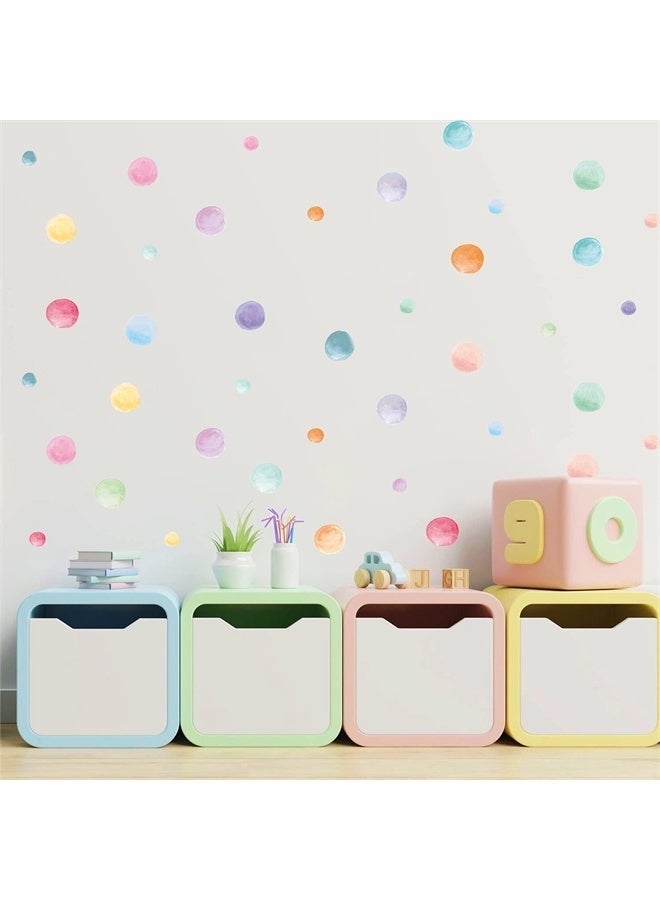 HOMESTAR Watercolor Polka Dots Wall Stickers, Colorful Round Wall Decal, Peel and Stick Rainbow Wall Stickers, Multicolor Circle Window Clings Decoration for Nursery, Kids Bedroom, Classroom, Wall Decor - Image 2