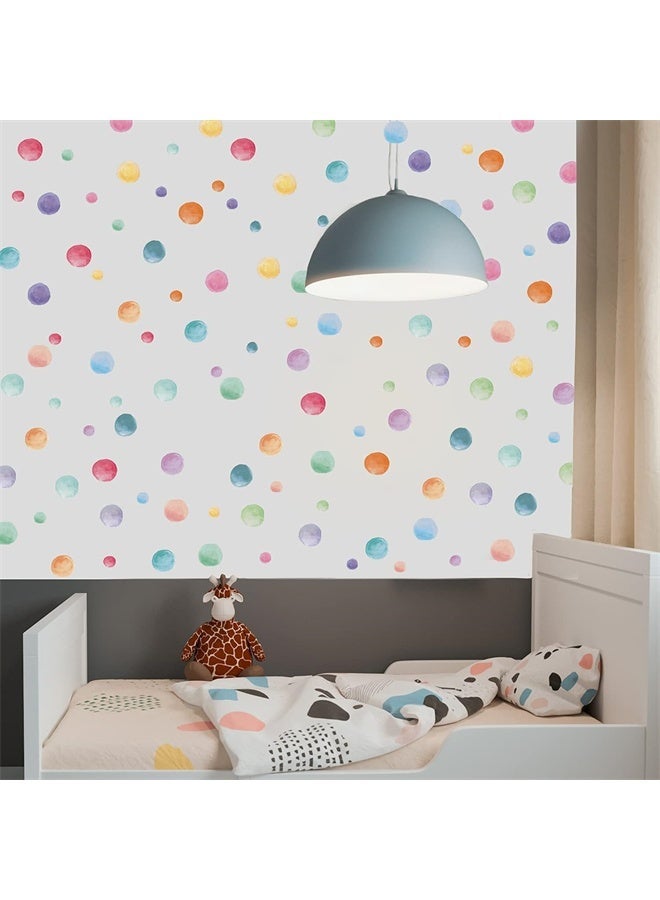 HOMESTAR Watercolor Polka Dots Wall Stickers, Colorful Round Wall Decal, Peel and Stick Rainbow Wall Stickers, Multicolor Circle Window Clings Decoration for Nursery, Kids Bedroom, Classroom, Wall Decor - Image 4