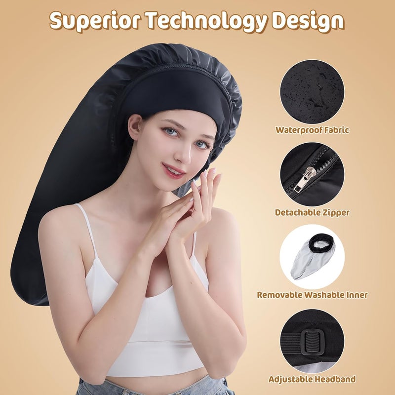 Hair Steamer for Deep Conditioning, Electric Heat Spa Cap with 10-Level Temperature Control 3 Time Settings for Natural Hairs, Portable Thermal Steam Cap, Hair Drying Hoods for Home Use - Image 4