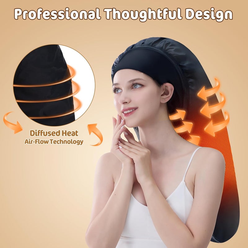 Hair Steamer for Deep Conditioning, Electric Heat Spa Cap with 10-Level Temperature Control 3 Time Settings for Natural Hairs, Portable Thermal Steam Cap, Hair Drying Hoods for Home Use - Image 2