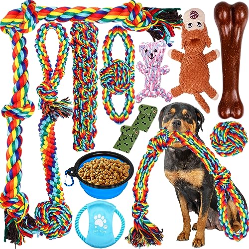 XLMYS Dog Toys for Aggressive Chewers 13 PackIndestructible Tug of War Toys for Small Medium Large Dog Breeds Teeth Cleaning Chew Toys Pet Interactive Rope Toys - Image 1