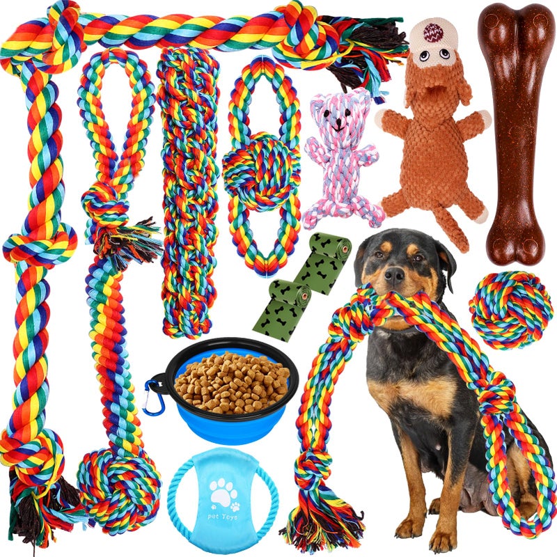 XLMYS Dog Toys for Aggressive Chewers 13 PackIndestructible Tug of War Toys for Small Medium Large Dog Breeds Teeth Cleaning Chew Toys Pet Interactive Rope Toys - Image 2